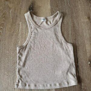 Aritzia Sunday Best Beige/Tan Ribbed Cropped Tank Top Size S